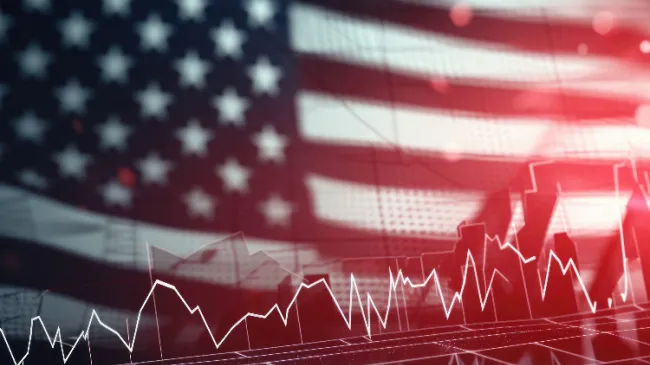 usa flag with graph